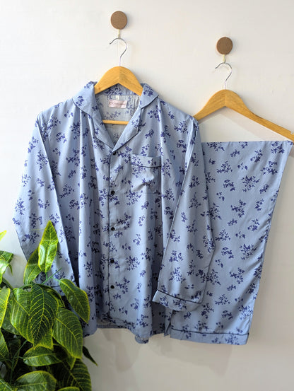 Blue Petals Linen PJ Set