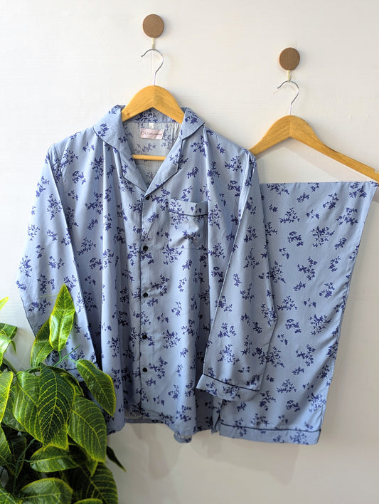 Blue Petals Linen PJ Set