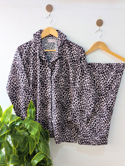 Pink Leopard Linen PJ Set