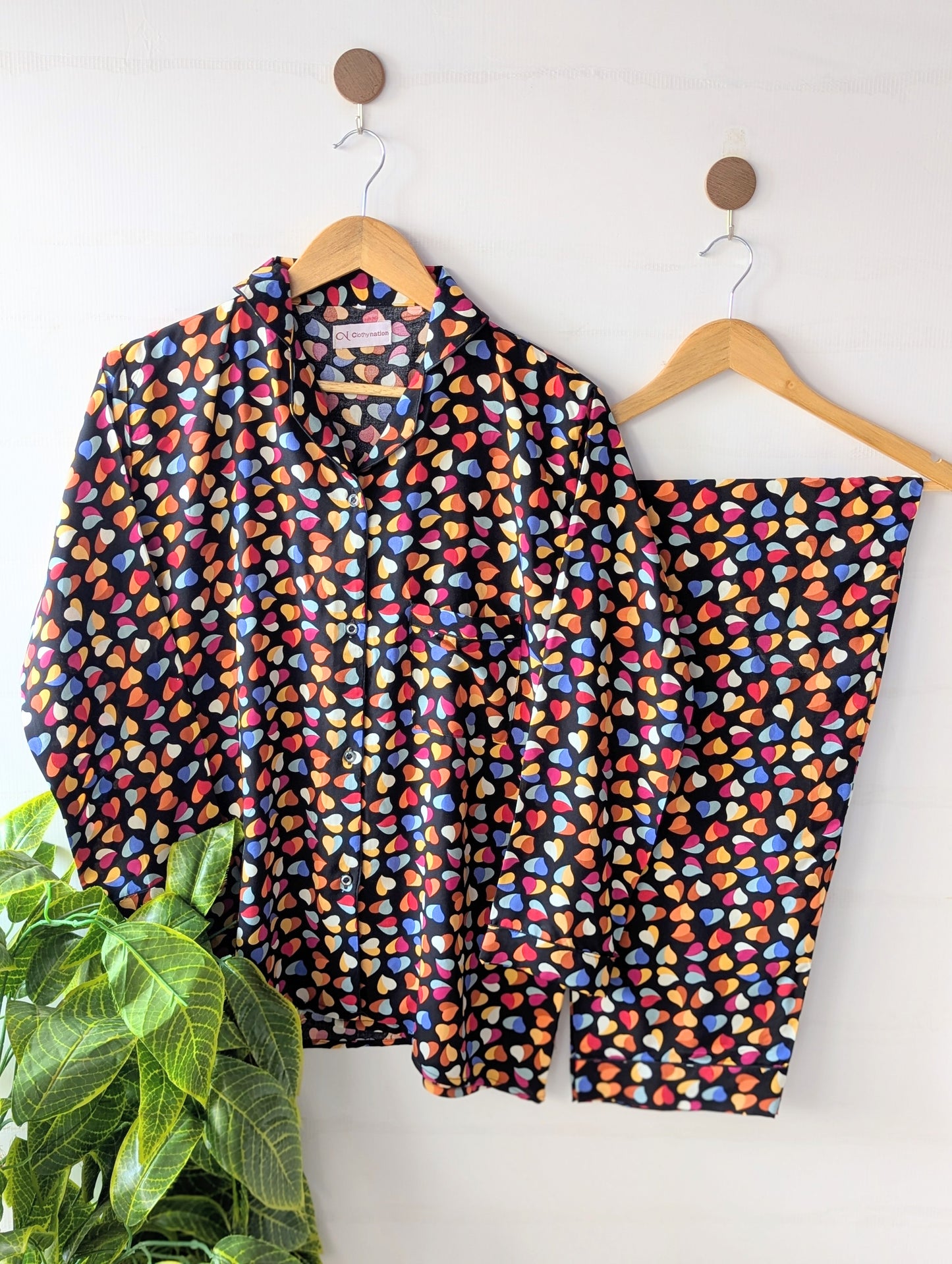 Colorful Hearts Linen PJ Set