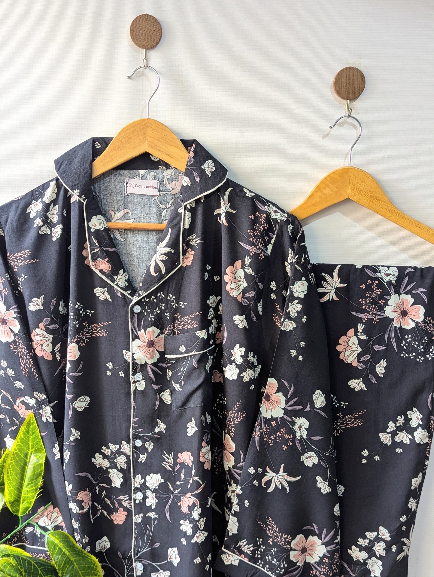 Navy Flora Linen PJ Set