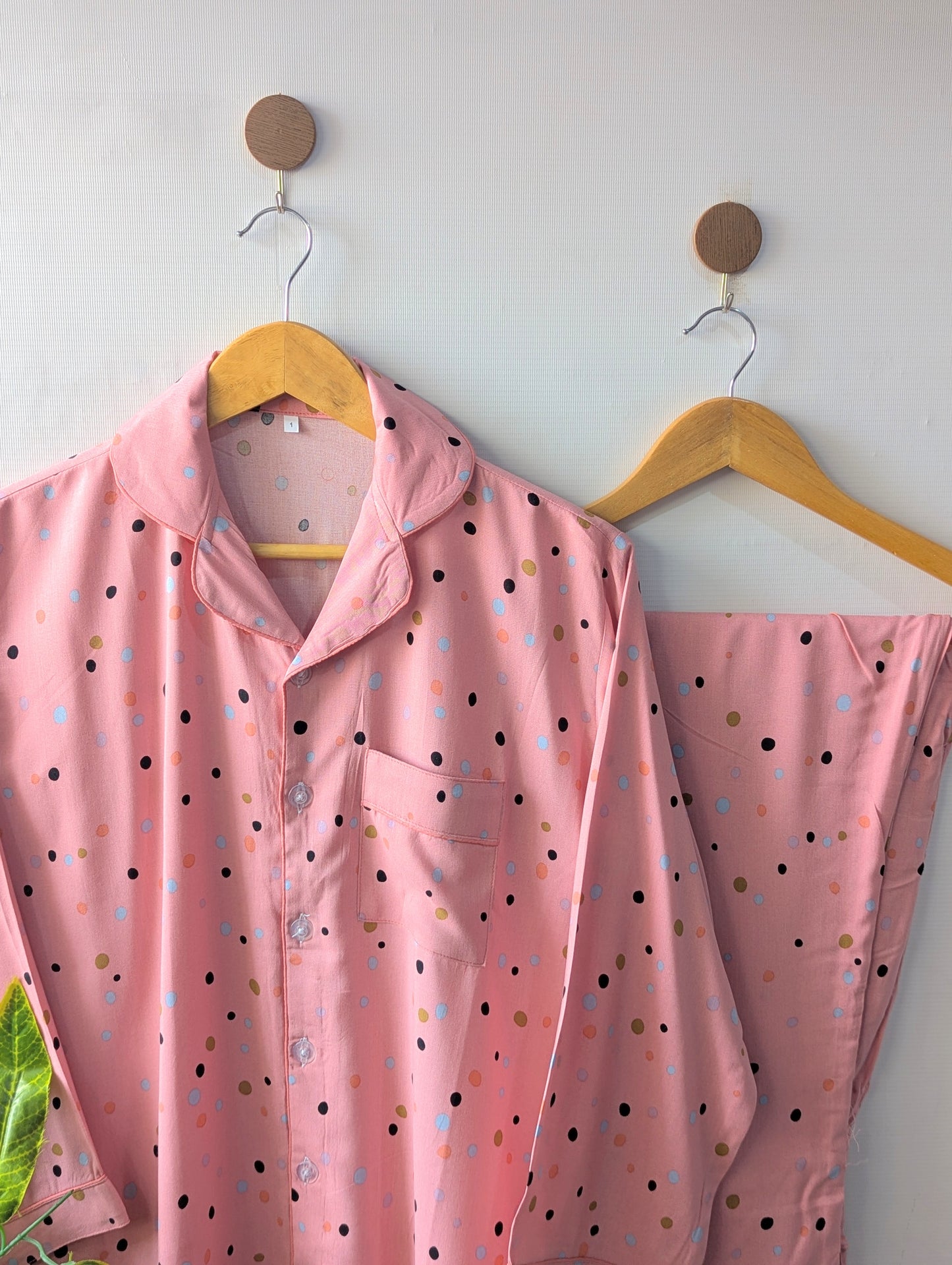 Pink Polka Dots Linen PJ Set