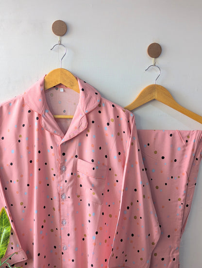 Pink Polka Dots Linen PJ Set