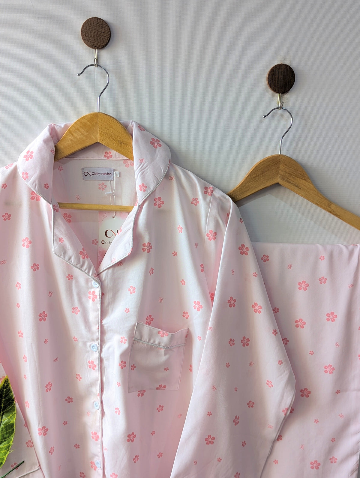 Baby Pink Petals Linen PJ Set
