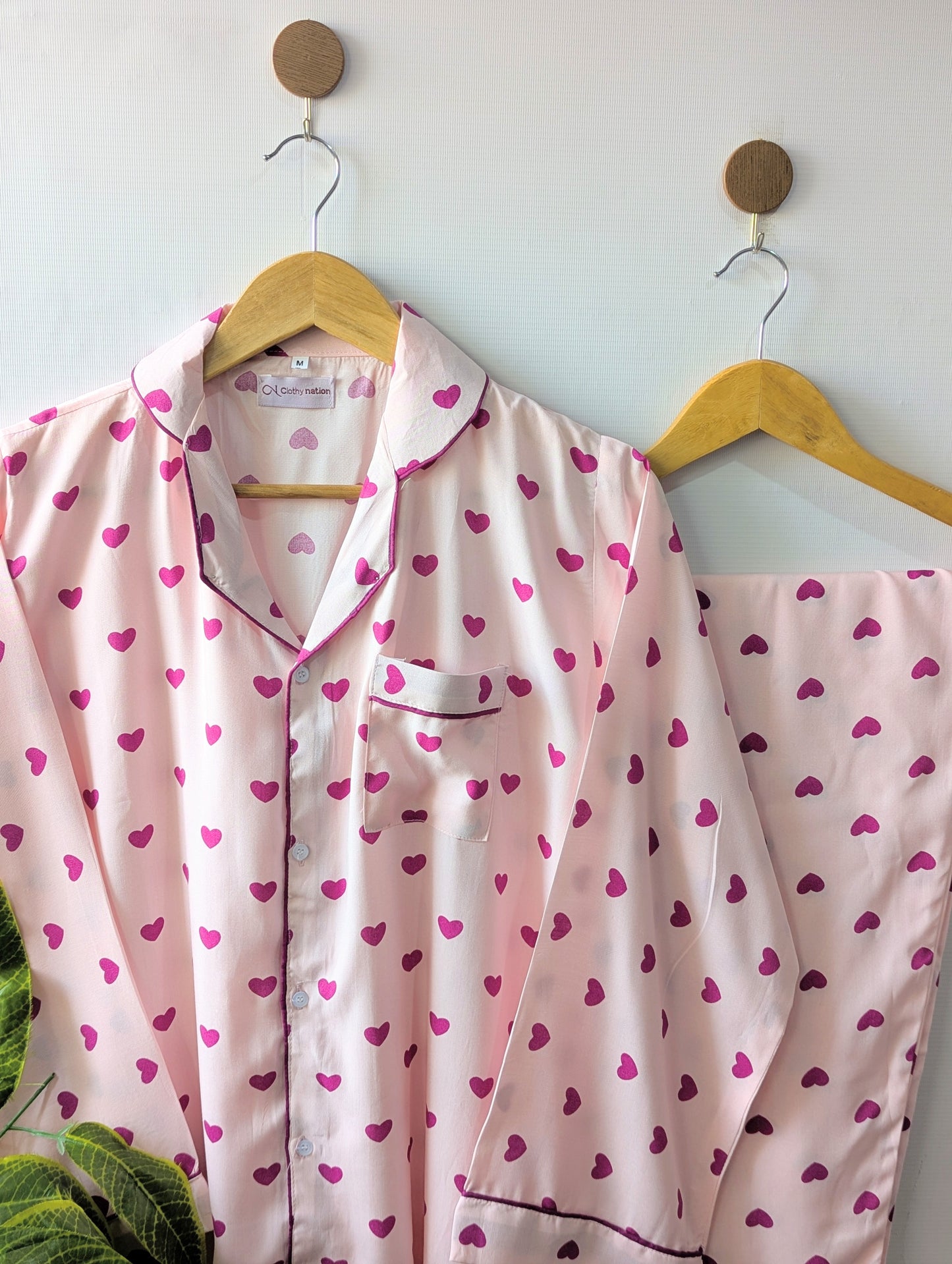 Baby Pink Hearts Linen PJ Set
