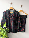 Red & Black Petals Linen PJ Set