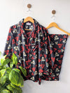 Red & Black Leafs Linen PJ Set