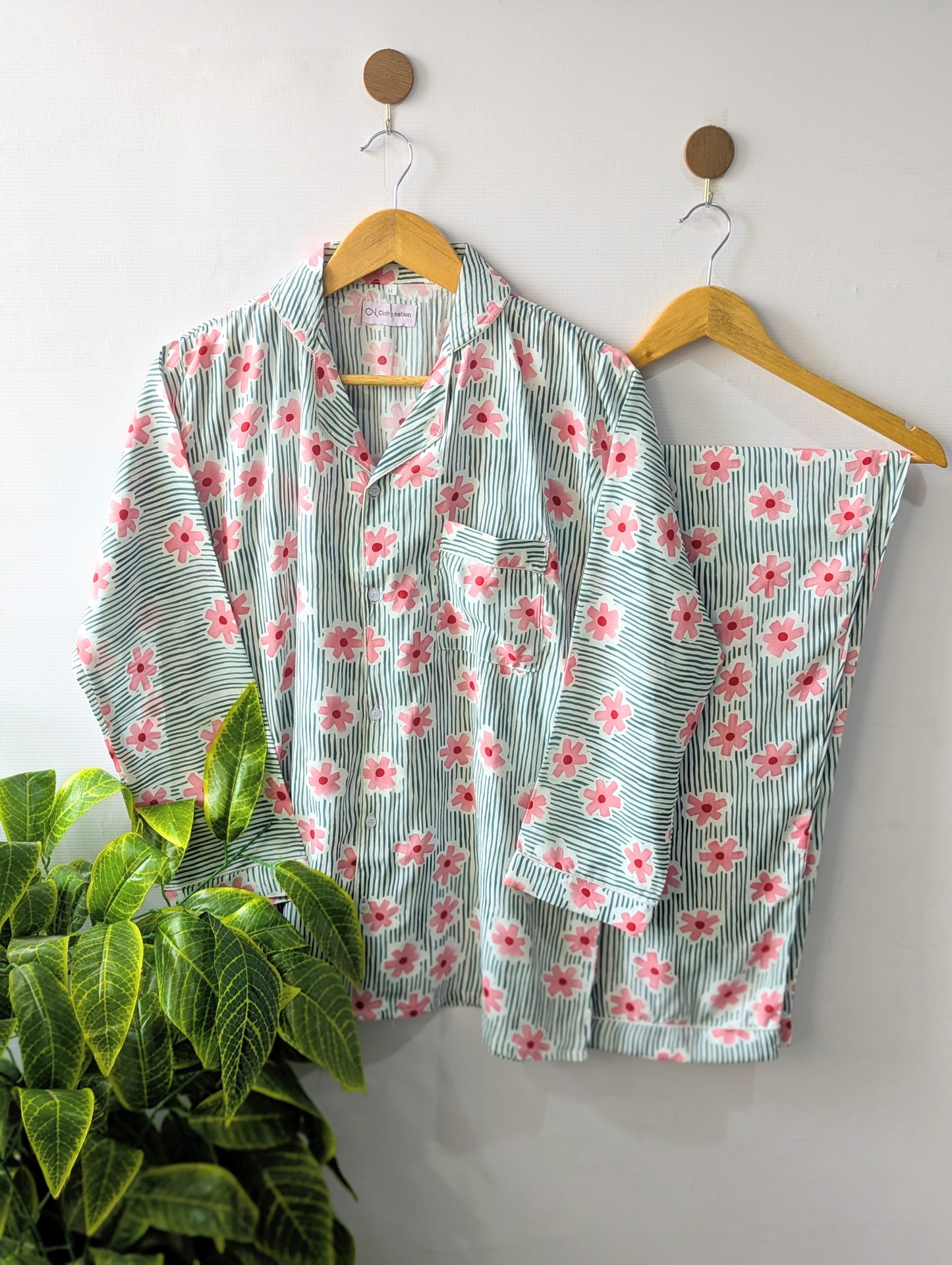 Floral Lines Linen PJ Set