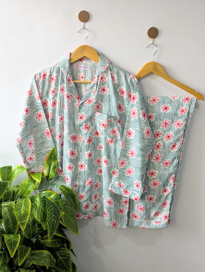 Floral Lines Linen PJ Set