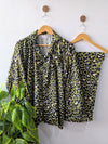Green Leopard Linen PJ Set