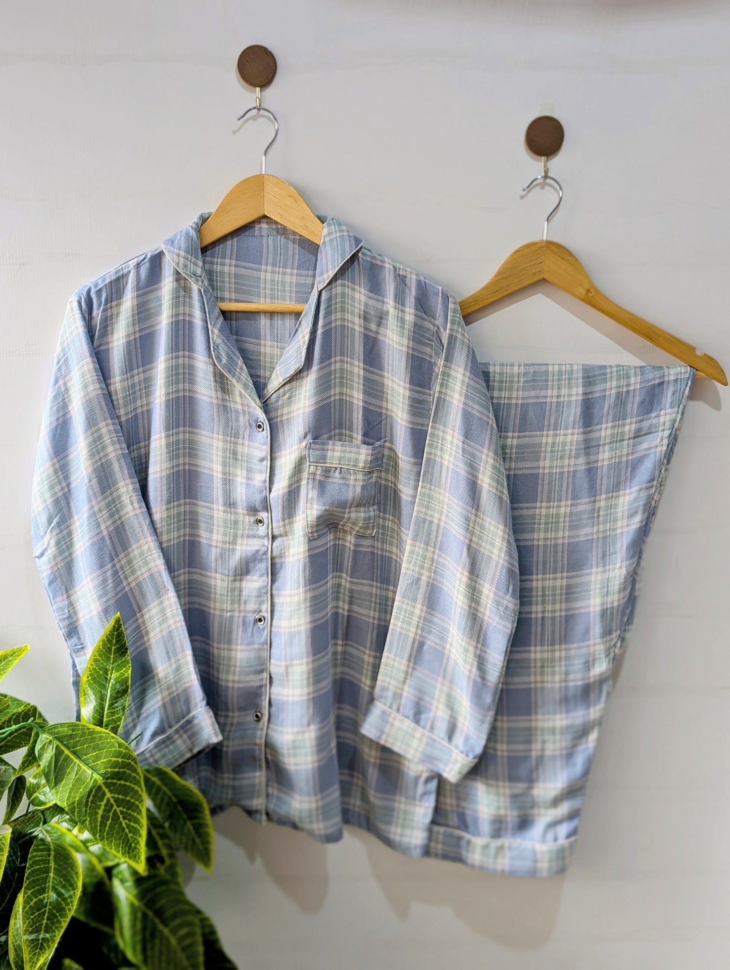 Sky Checks Linen PJ Set