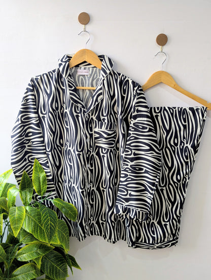 Zebra Lines Linen PJ Set