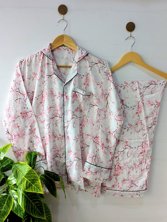 Light Pink Petals Linen PJ Set