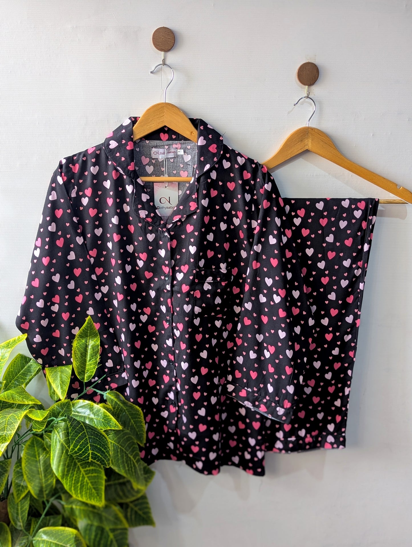 Pink Dreamy Hearts Linen PJ Set