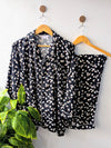 Dark Navy Petals Linen PJ Set