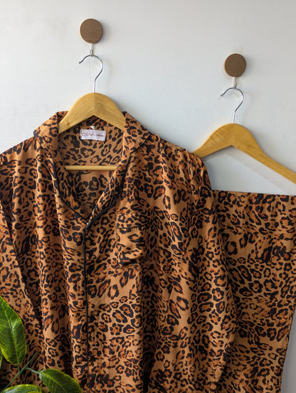 Leopard Print Linen PJ Set