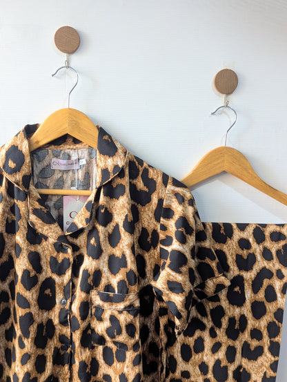 Leopard Linen PJ Set - Half Sleeves