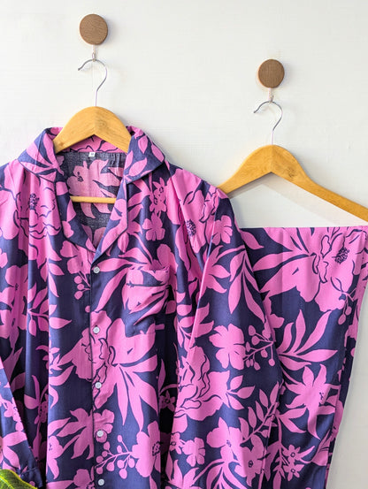 Purple Petals Linen PJ Set