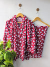 Maroon Florals Linen PJ Set