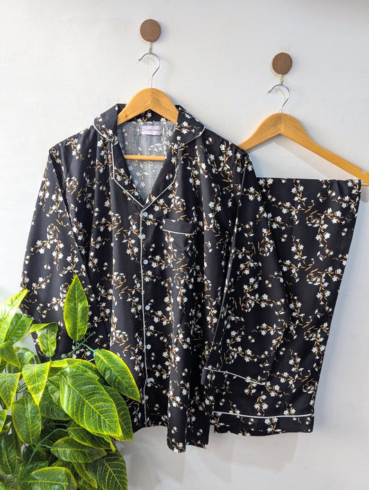 Dark Flora Linen PJ Set
