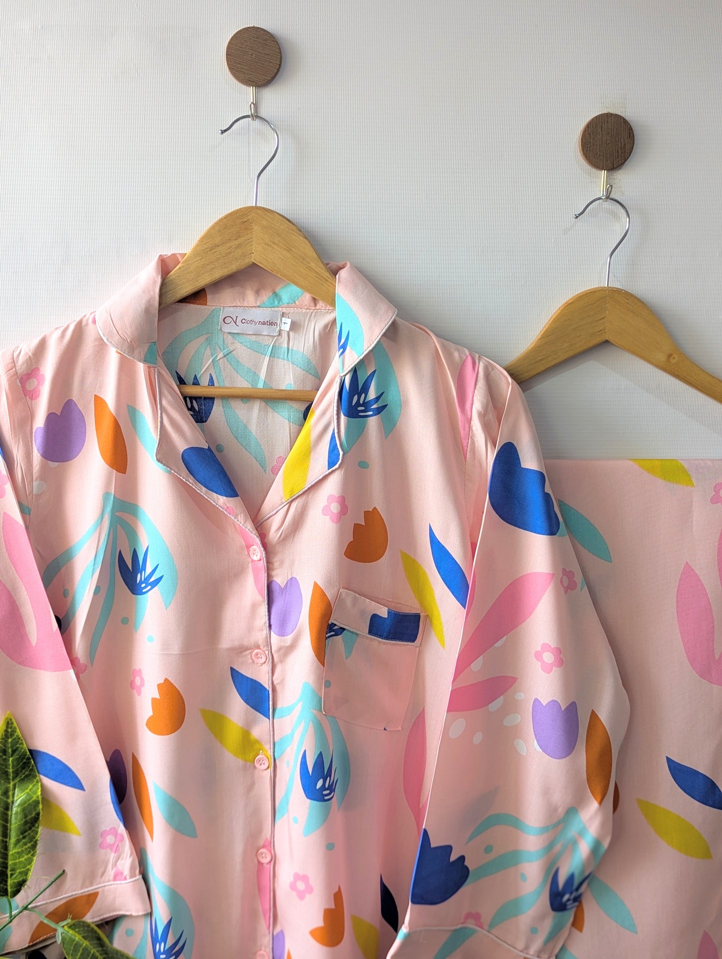 Pink Flower Petals Linen PJ Set