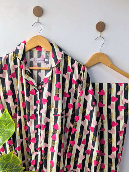 Lining Pink Hearts Linen PJ Set