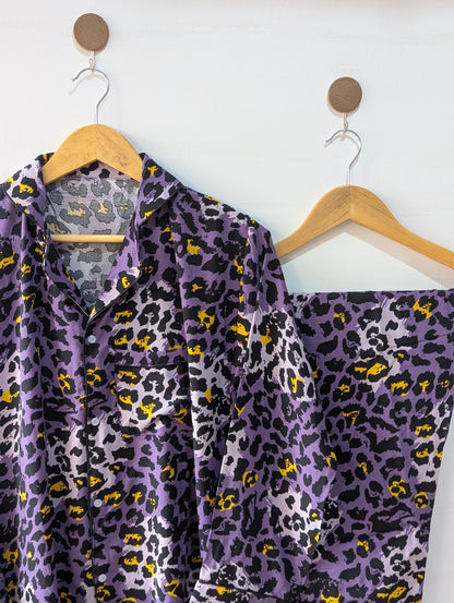 Purple Leopard Linen PJ Set