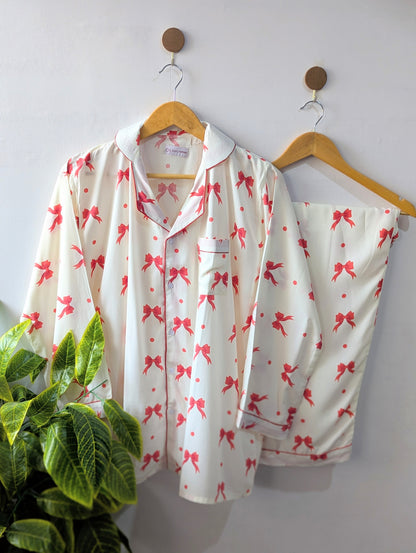 Light Bows Linen PJ Set