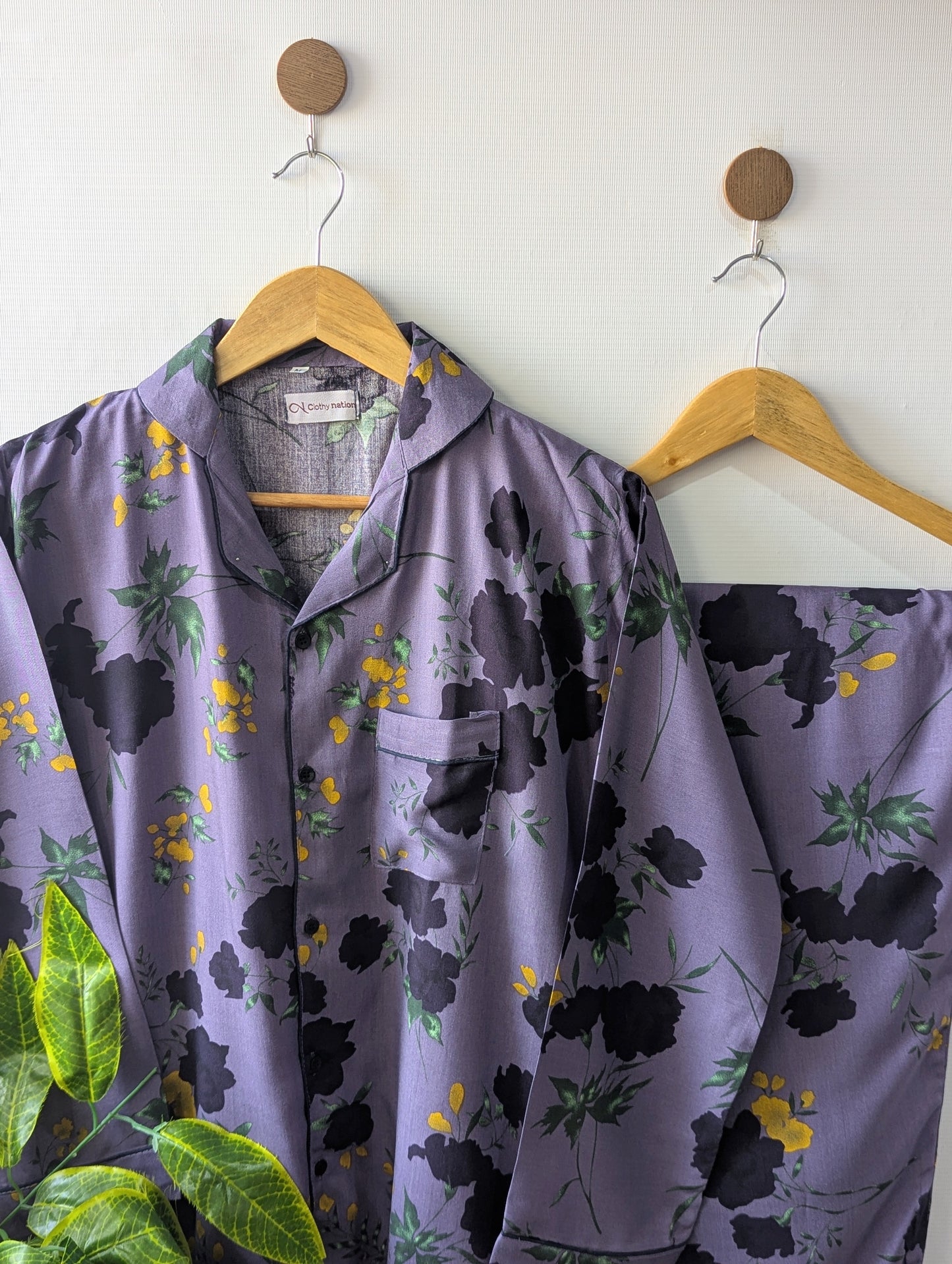 Purple Floral Linen PJ Set