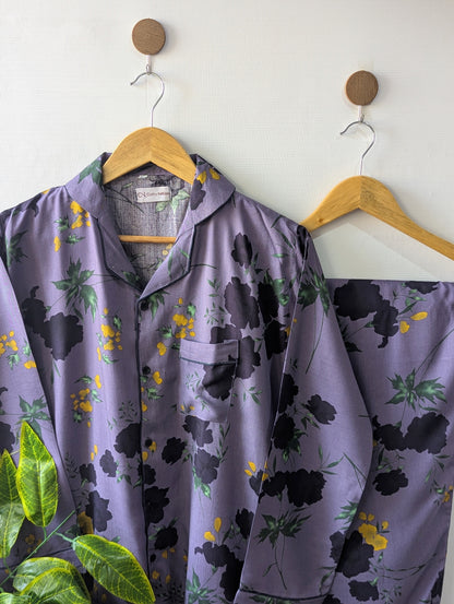 Purple Floral Linen PJ Set