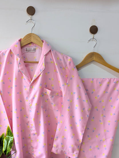 Baby Pink Floral Linen PJ Set