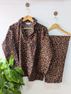 Brown Leopard Linen PJ Set
