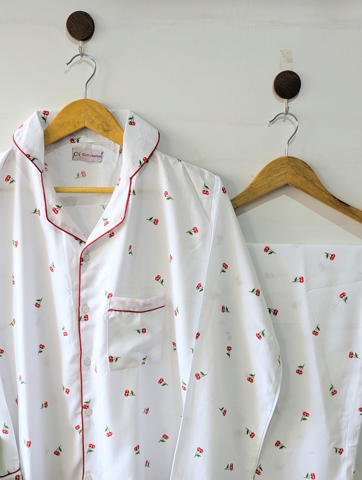 White Cherry Linen PJ Set