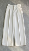 Wide Leg Pleated Korean Pants - White