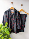Black & Red Cherry Linen PJ Set