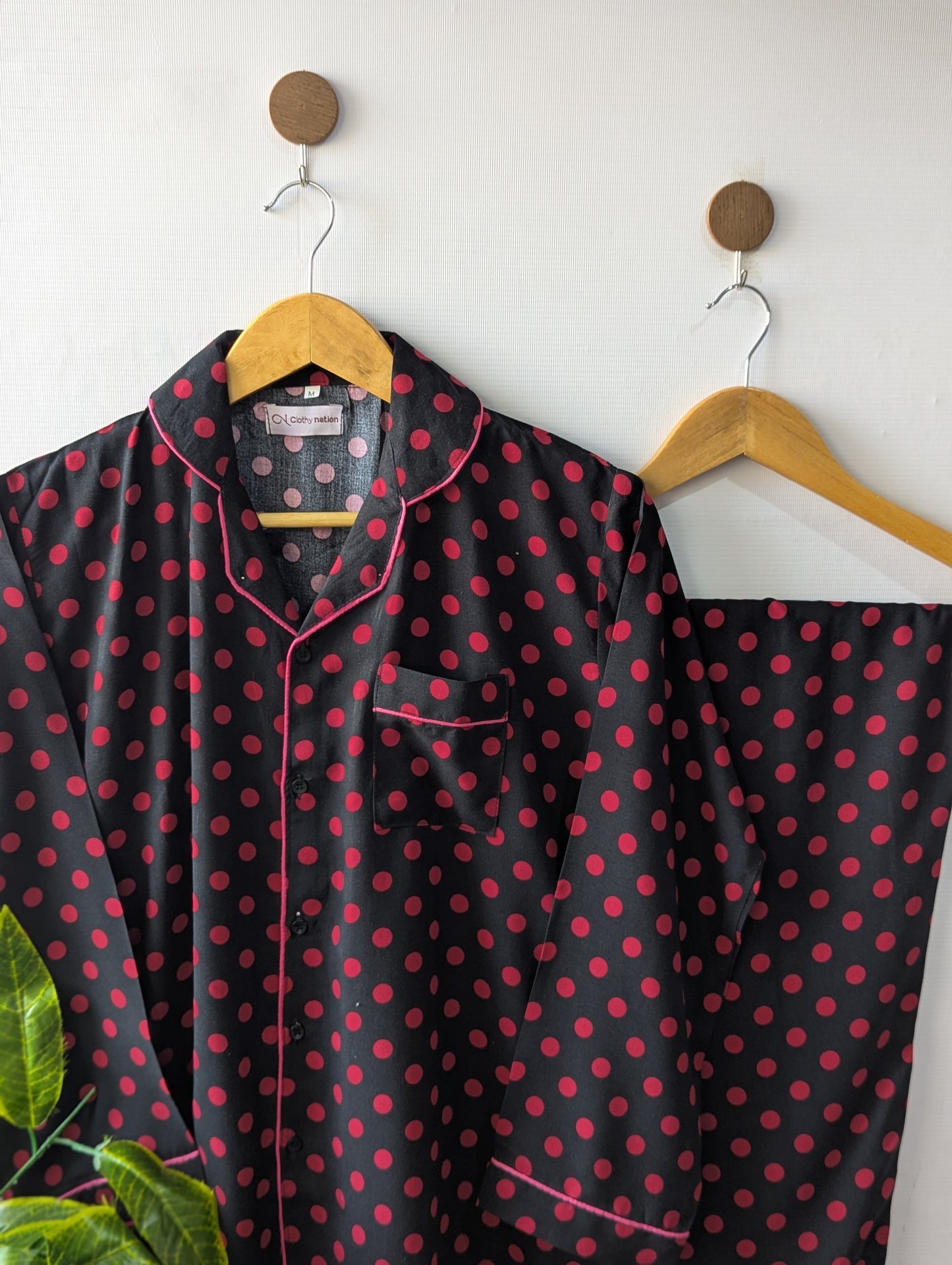 Red & Black Polka Linen PJ Set