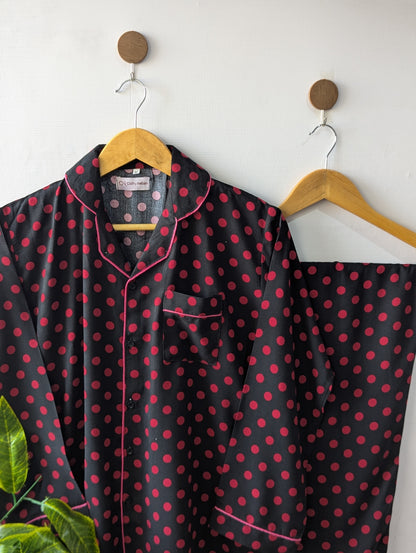 Red & Black Polka Linen PJ Set