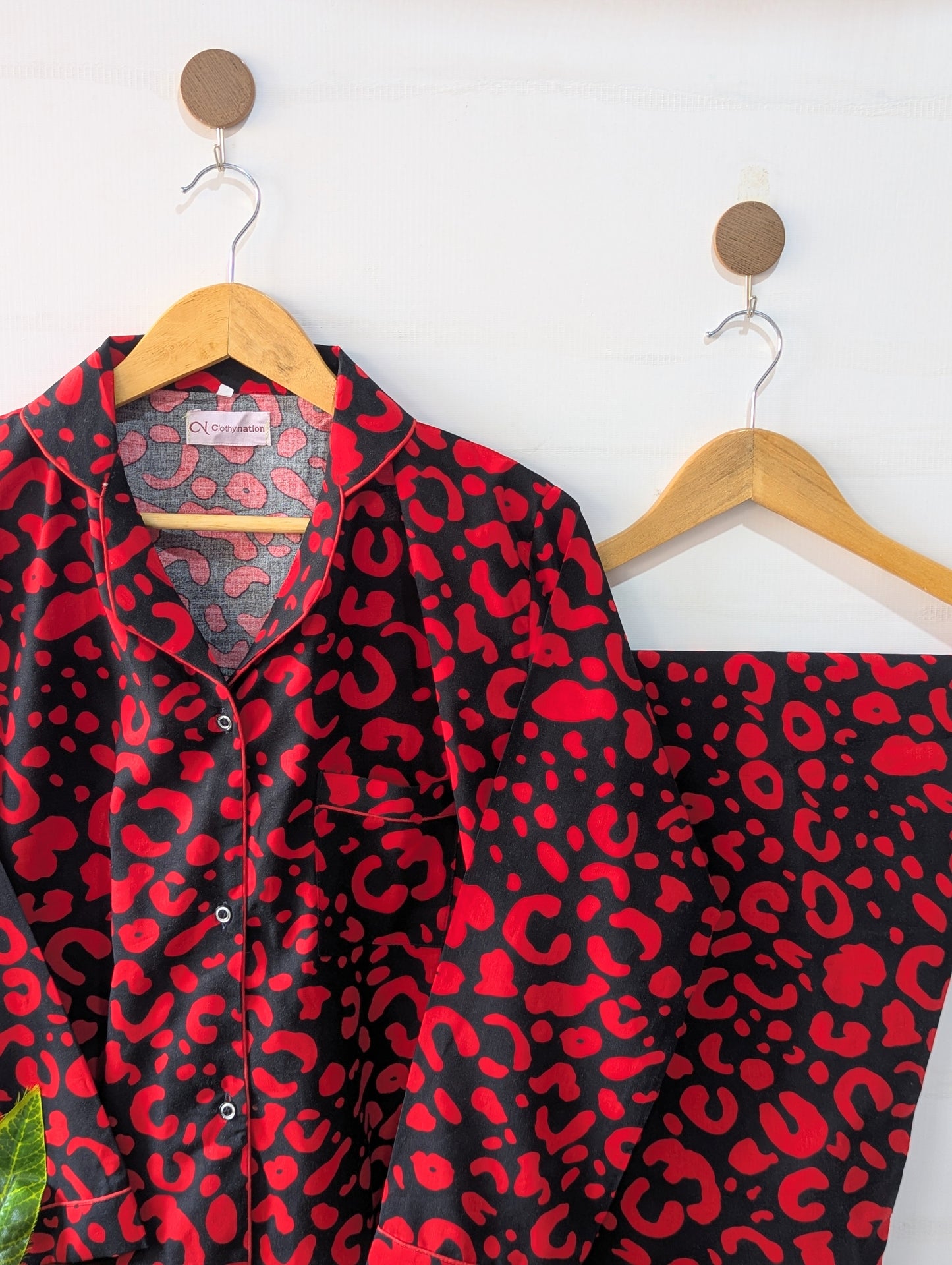 Red Wild Linen PJ Set