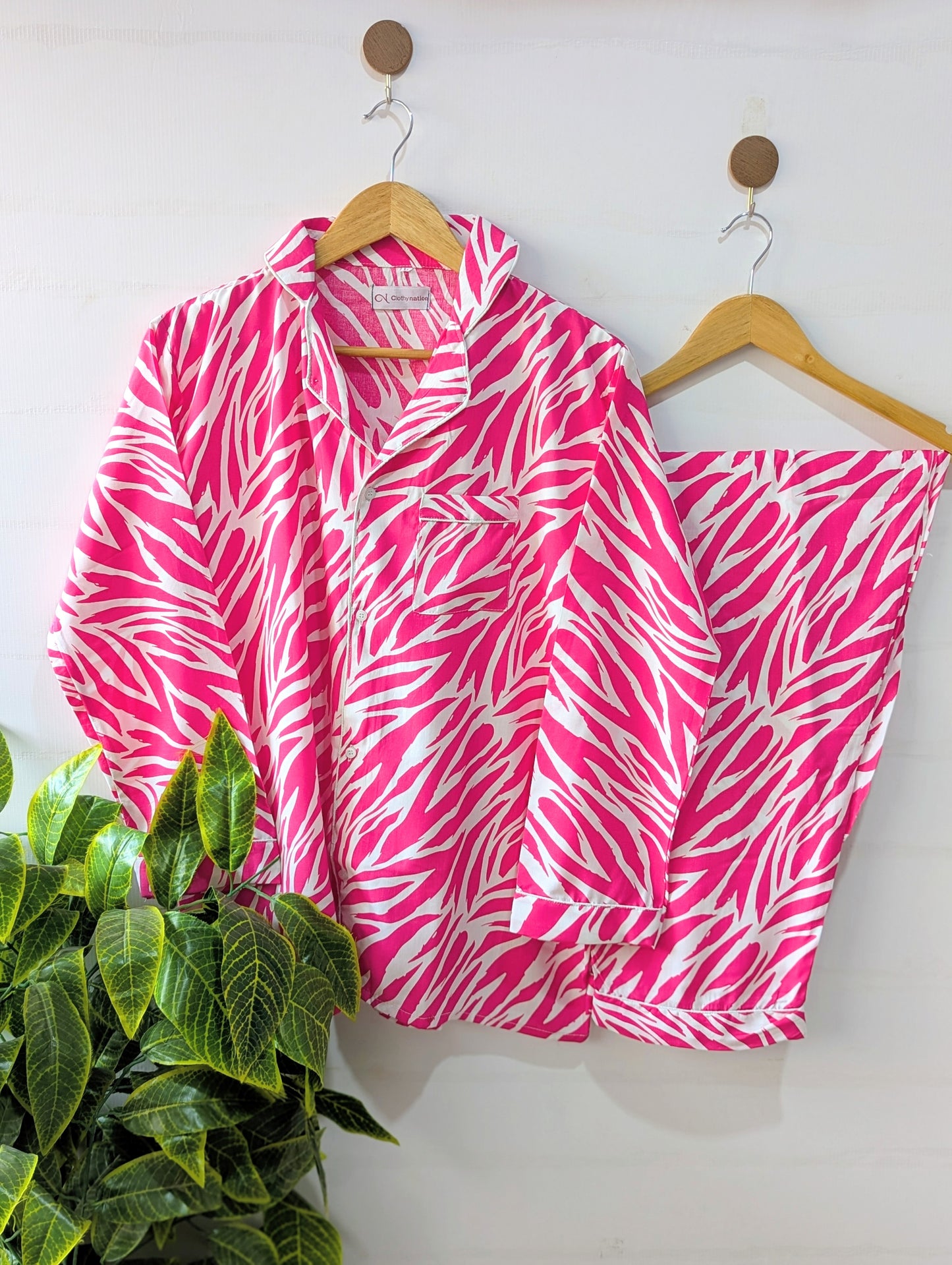 Pink Zebra Linen PJ Set