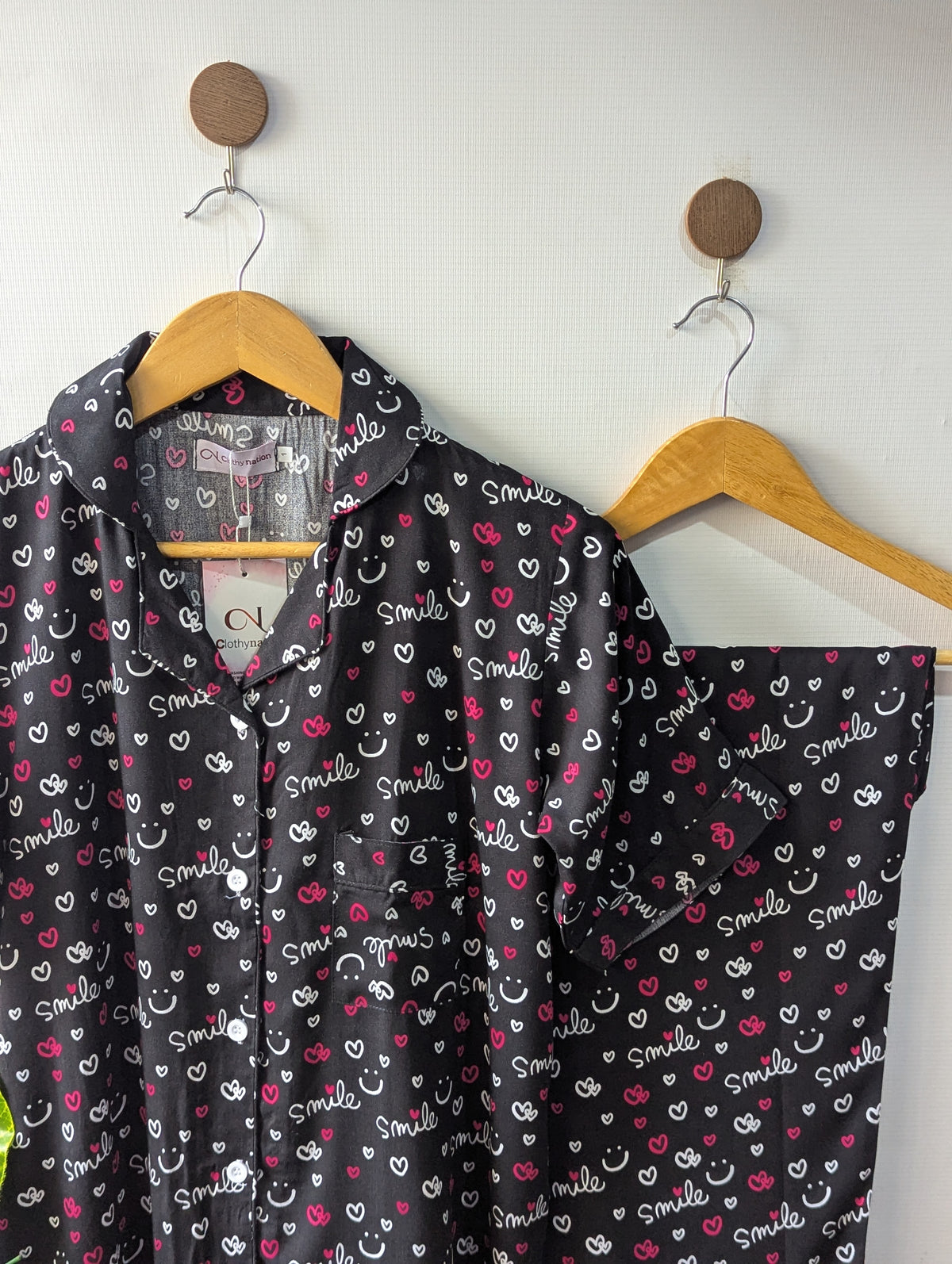 Midnight Smiles Linen PJ Set - Half Sleeves