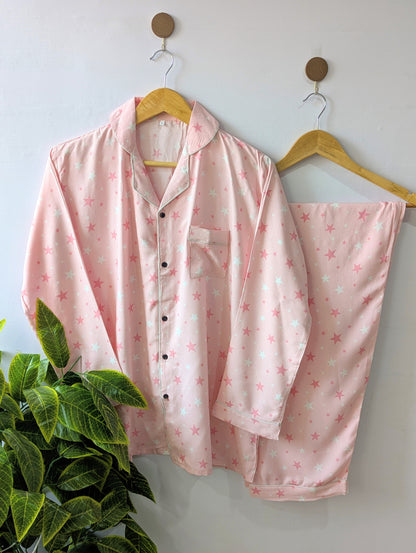 Pink Stars Linen PJ Set