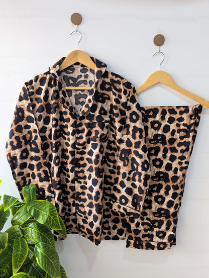 Cheetah Print Linen PJ Set