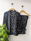 Black Florals Linen PJ Set