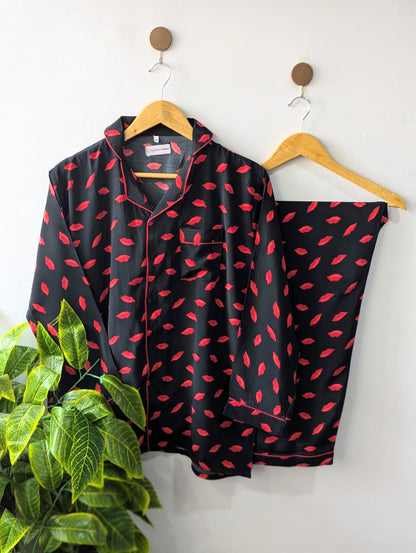 Black Kisses Linen PJ Set