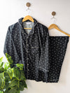 Black Little Leafs Linen PJ Set