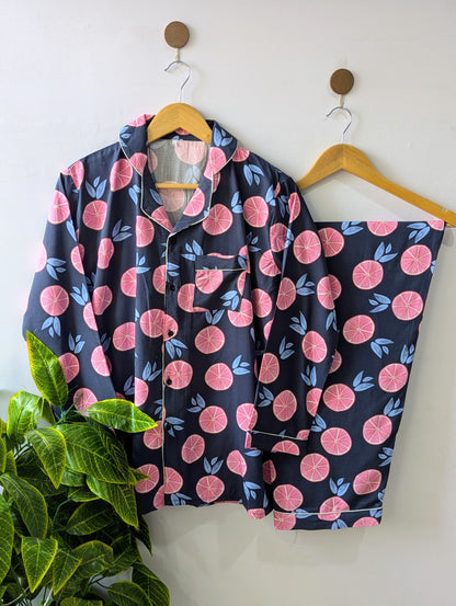 Midnight Fruit Linen PJ Set