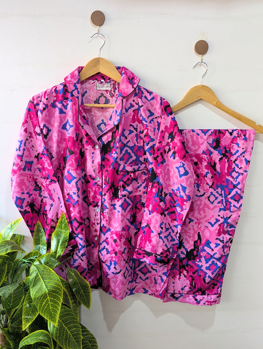 Pink Splash Linen PJ Set