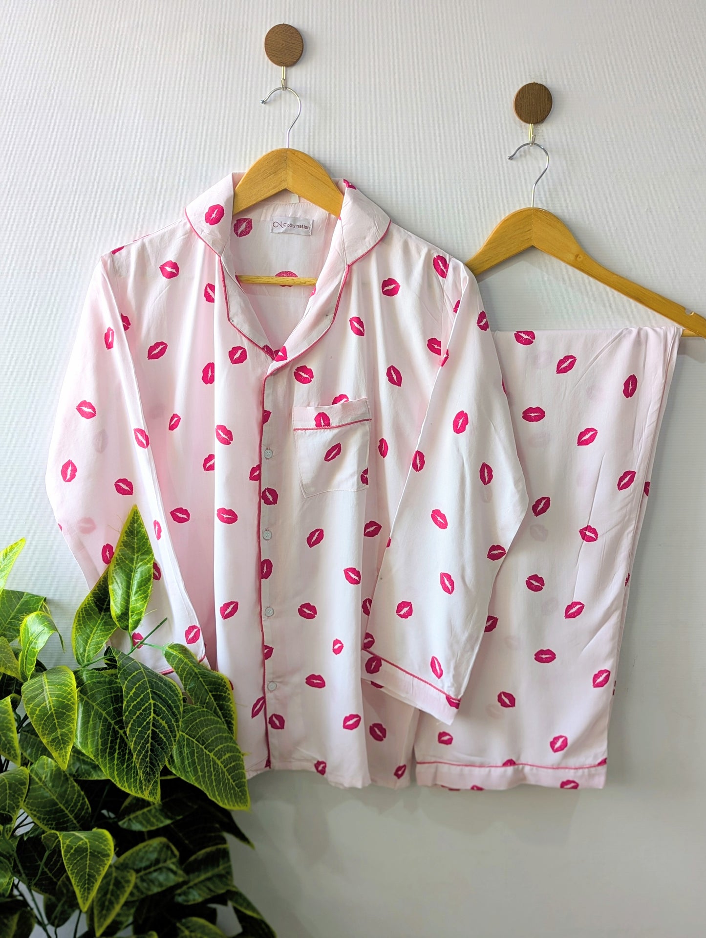 Pink Kisses Linen PJ Set