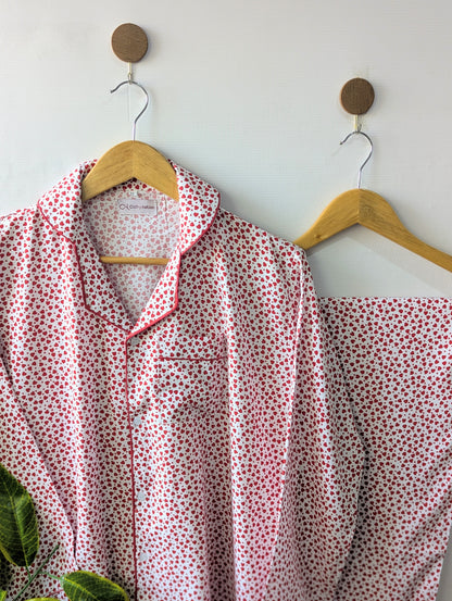 Red & White Hearts Linen PJ Set