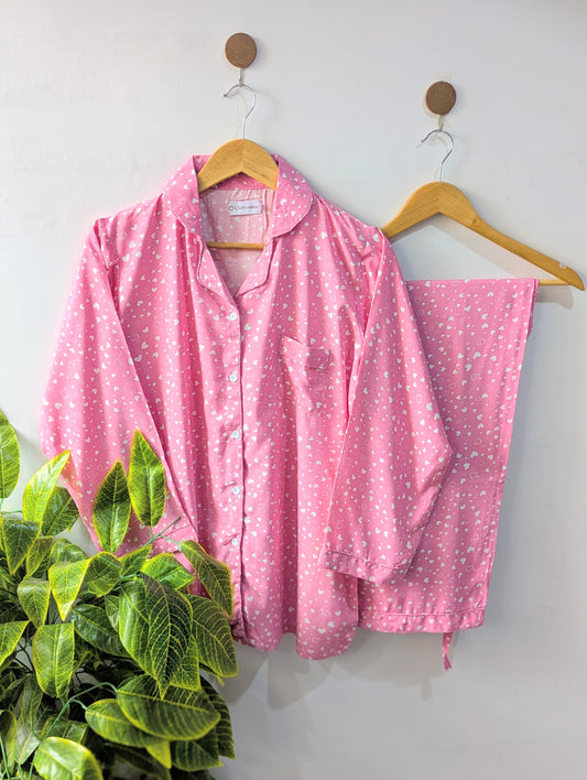Pink Little Hearts Linen PJ Set
